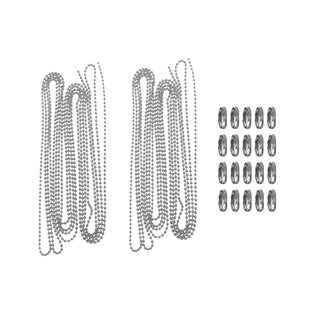 2 مجموعة الفولاذ المقاوم للصدأ حبة 30 سنتيمتر غير قابل للصدأ الكرة Diy بها بنفسك صنع المجوهرات قلادة سوار المفاتيح الكلب علامة موصل مشروع الحرفية