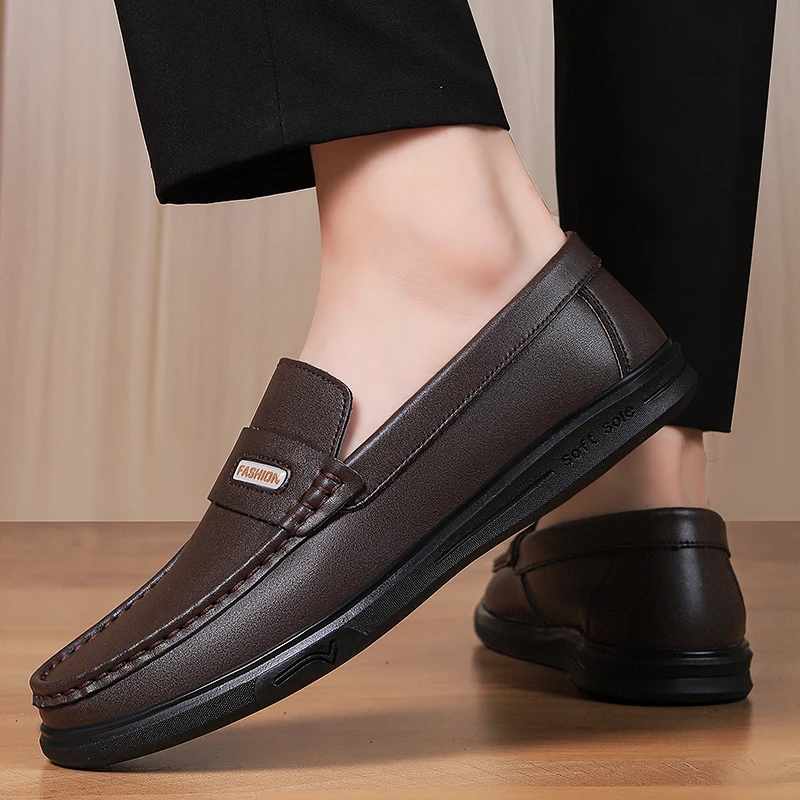 Leather Men Wedding Business Casual Shoe Luxury Brand Formal Men Loafers Shoes Fashion Breathable Slip on Male Flats Boat Shoes