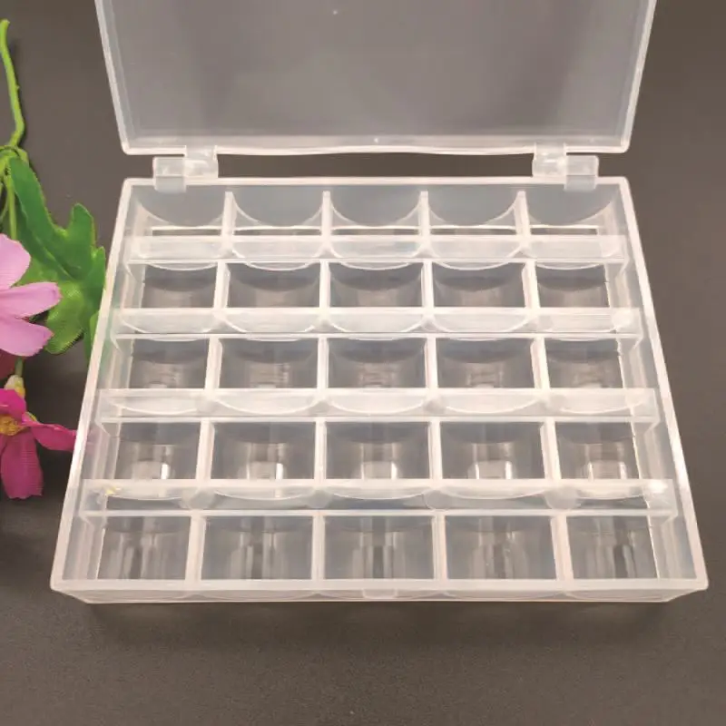 25Pcs Clear Sewing Machine Bobbins Spools Empty Bobbins Spools Plastic Storage Box For Home Sewing Accessories Tools