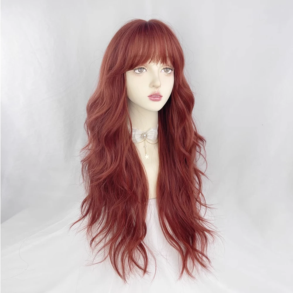 VICWIG Women\'s Synthetic Long Cosplay Wigs Lolita Straight Orange Blonde Daily Wear With Bangs For Party Heat Resistant Fiber