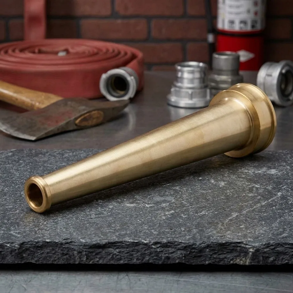 Brass Hose Nozzle for Industrial Fire Fighting Equipment for Compatible with Standard Fire Hoses for Precise Water Flow Control