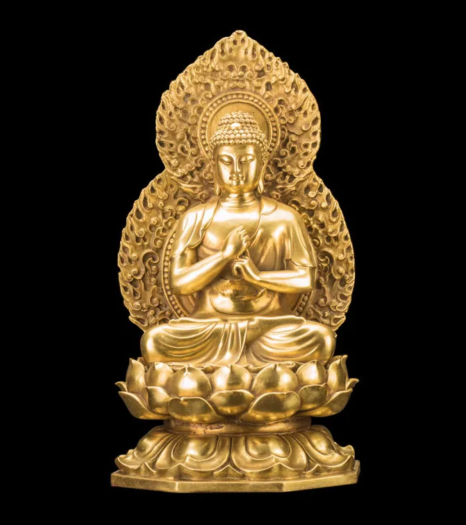 NEW TOP GOOD  -HOME lobby Temple Company Patron saint Buddhism luck Auspicious RU LAI Buddha brass statue 27CM