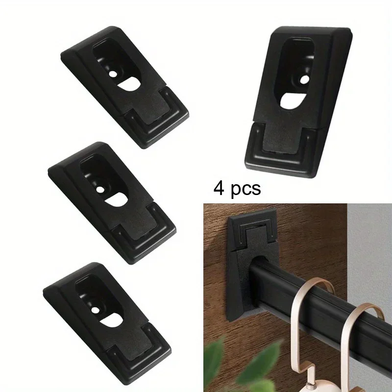 4pcs Premium Cross Bar Clothes Rack Base For Wardrobe Flanges Rolled Steel Flange Base Hardware Home Improvement Bracket Curtain
