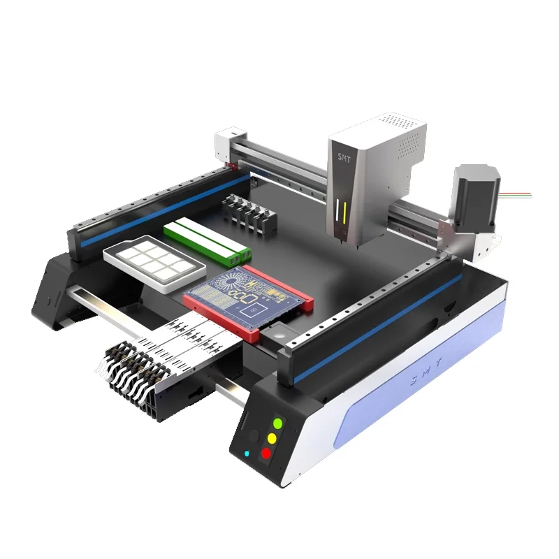 High-Precision Desktop SMT Pick Place Machine Triple Vision Dual Head 0.05mm 36 Feeder Auto Nozzle Changer LED Assembly