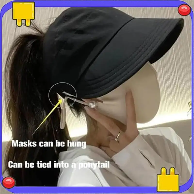 

Women's Large Brim Empty Top Sun Hat, Outdoor UV Protection Widened Brim Hollow Top Sun Hat For Women, Easy To Use Black & White
