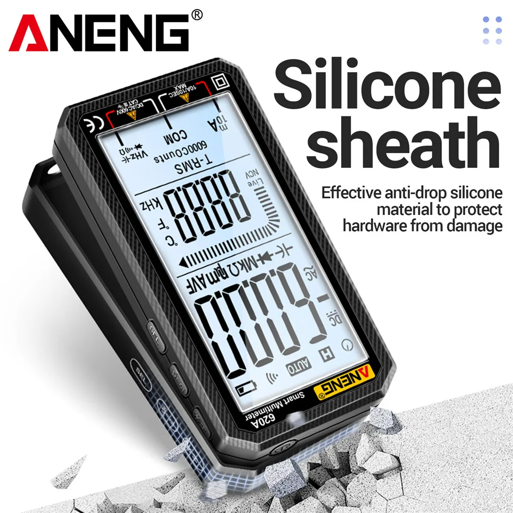 Multimeter Digital Cerdas 620A 6000 Counts True RMS Penguji Transistor Otomatis Pengukur Kapasitansi Listrik Alat Pengukur Suhu dan Resistansi