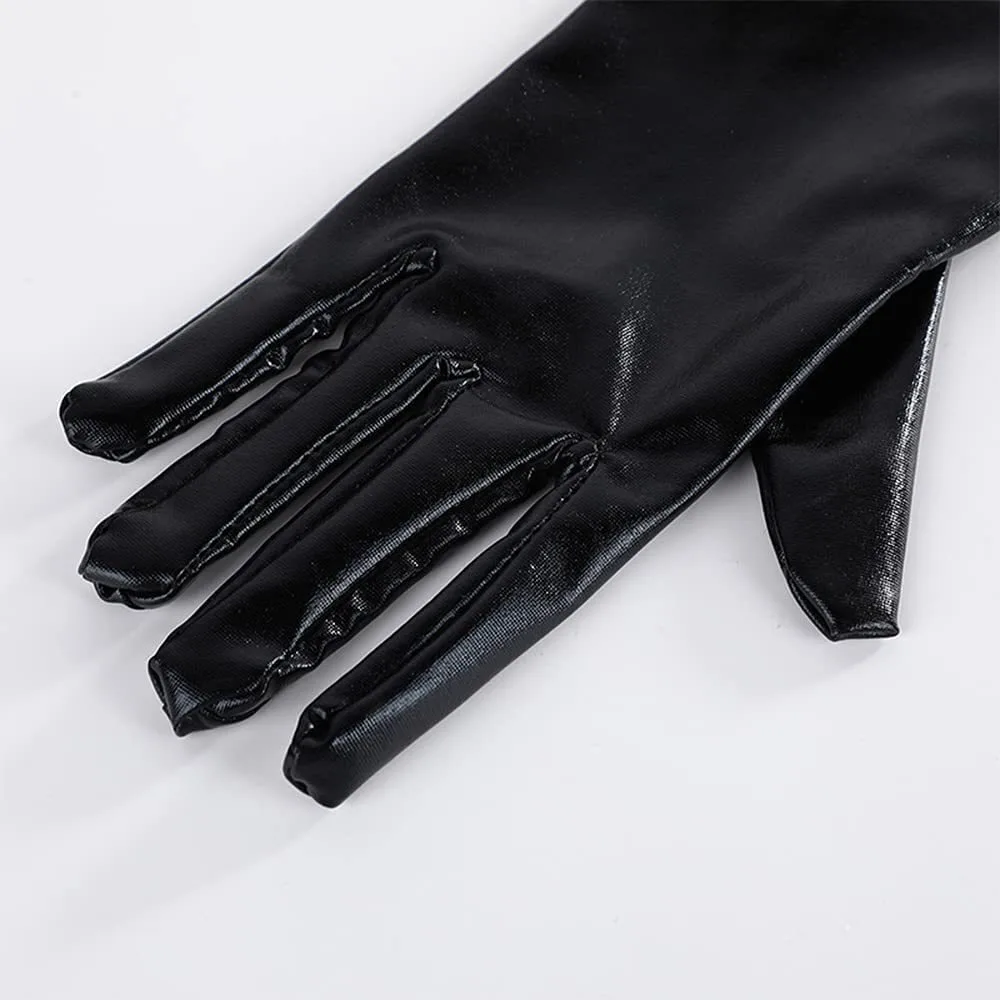 Sexy Patent Leather Gloves Long Cosplay Clothing Accessories Black Tight Gloves DS Pole Dance Performance Gloves Cosplay