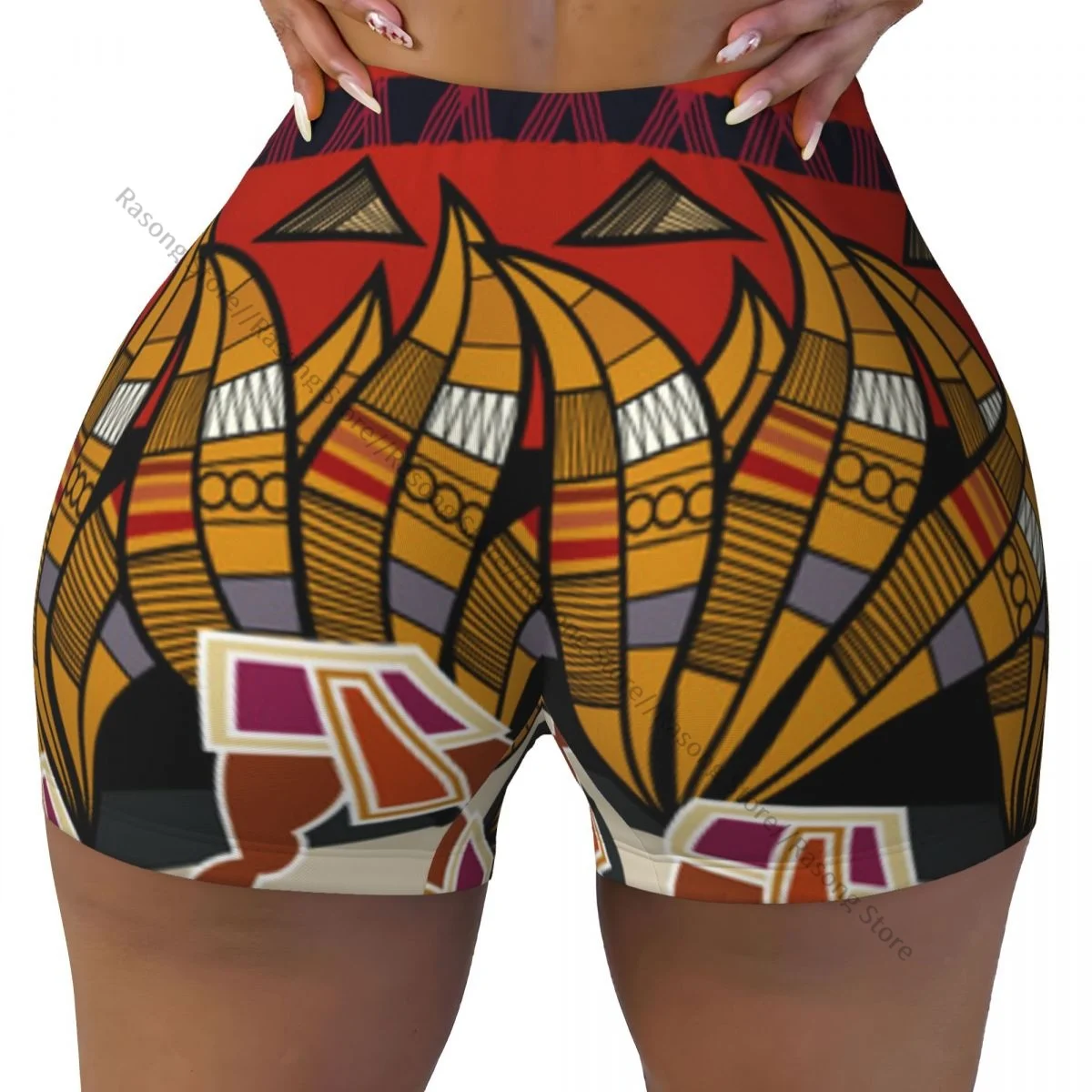Yoga Shorts Abstract African Pattern Women Biker Tight Elastic Workout Sports Leggings Sportswear