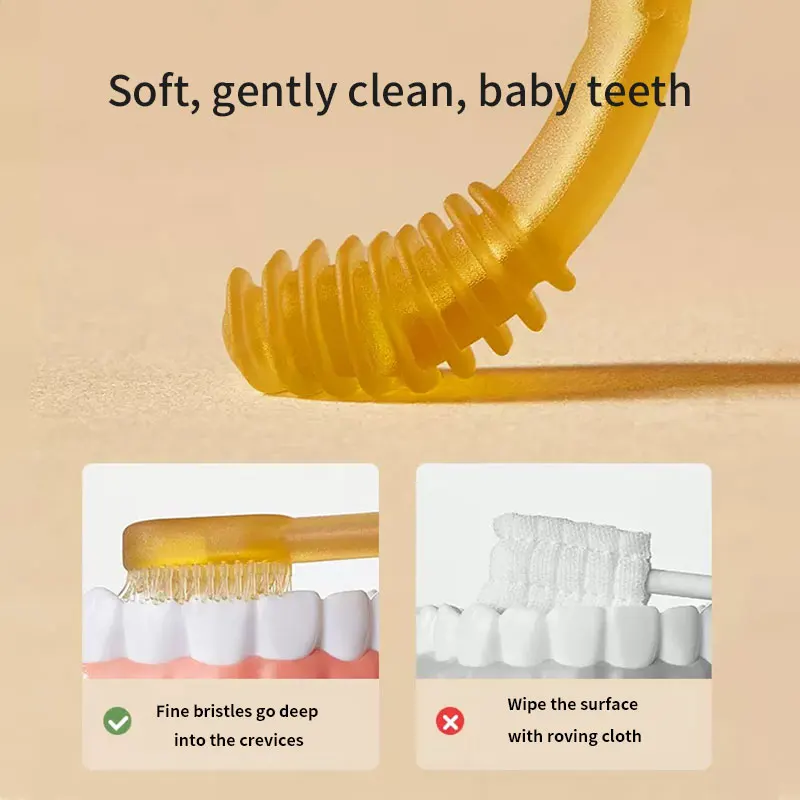 0-18 Months Baby Teeth Brush Silicone Training Toothbrush with Case 360 Degree Tongue Cleaning Brush For Toddler BPA Free