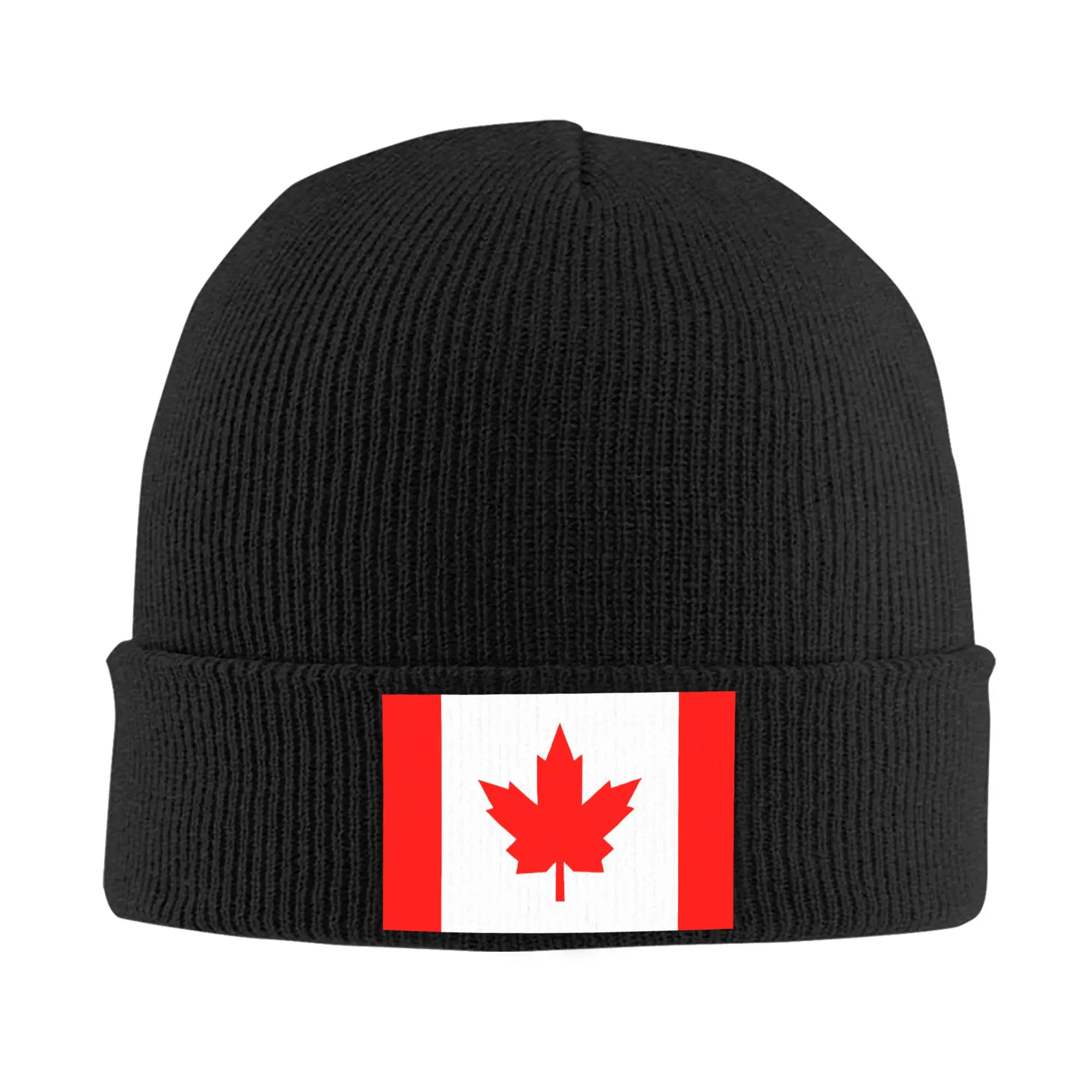 Canada Flag Knitted Caps Women's Men's Beanie Autumn Winter Hats Acrylic Maple Leaves Crochet Caps