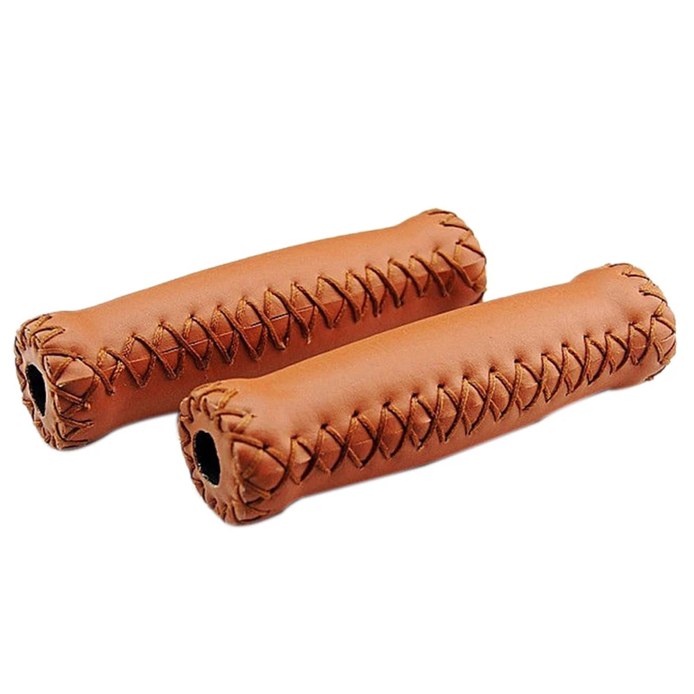 1Pair 3 Colors Vintage Retro Riding MTB Road Mountain Bike Bicycle Handlebar Grip Artificial Leather Cycling Grip Ends