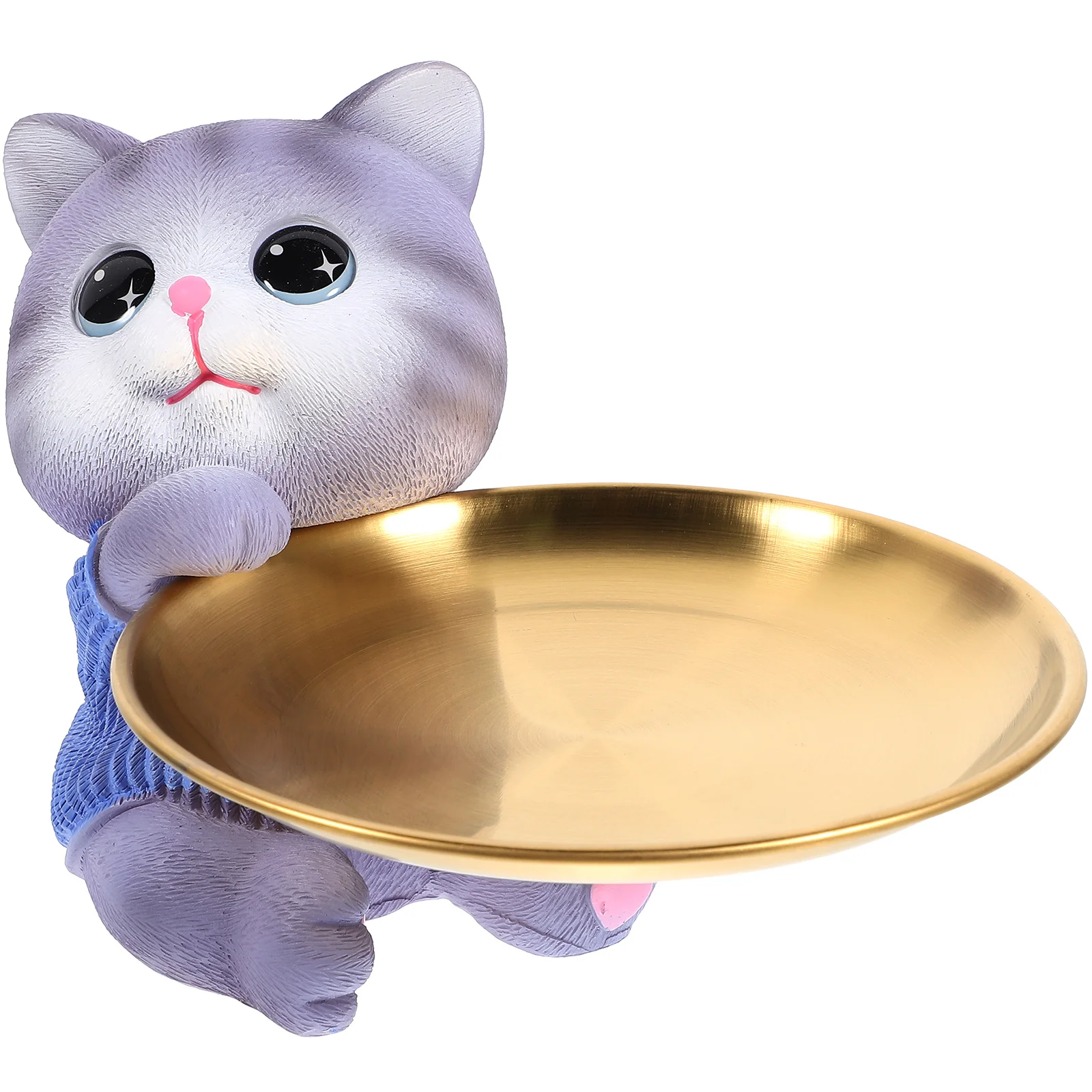 

Cat Storage Tray Desktop ganization Jewelry Trays Stainless Steel Plate Home Office Snack Serving Tea Metal Storage Dish
