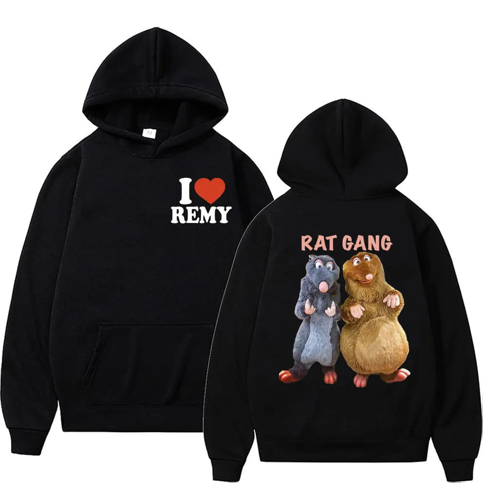 

Fun Cute Mouse Print Men Women Fashion Sweatshirt I Love Remy Hoodie Funny Rat Gang Remy and Emile Graphic Hoodies Streetwear