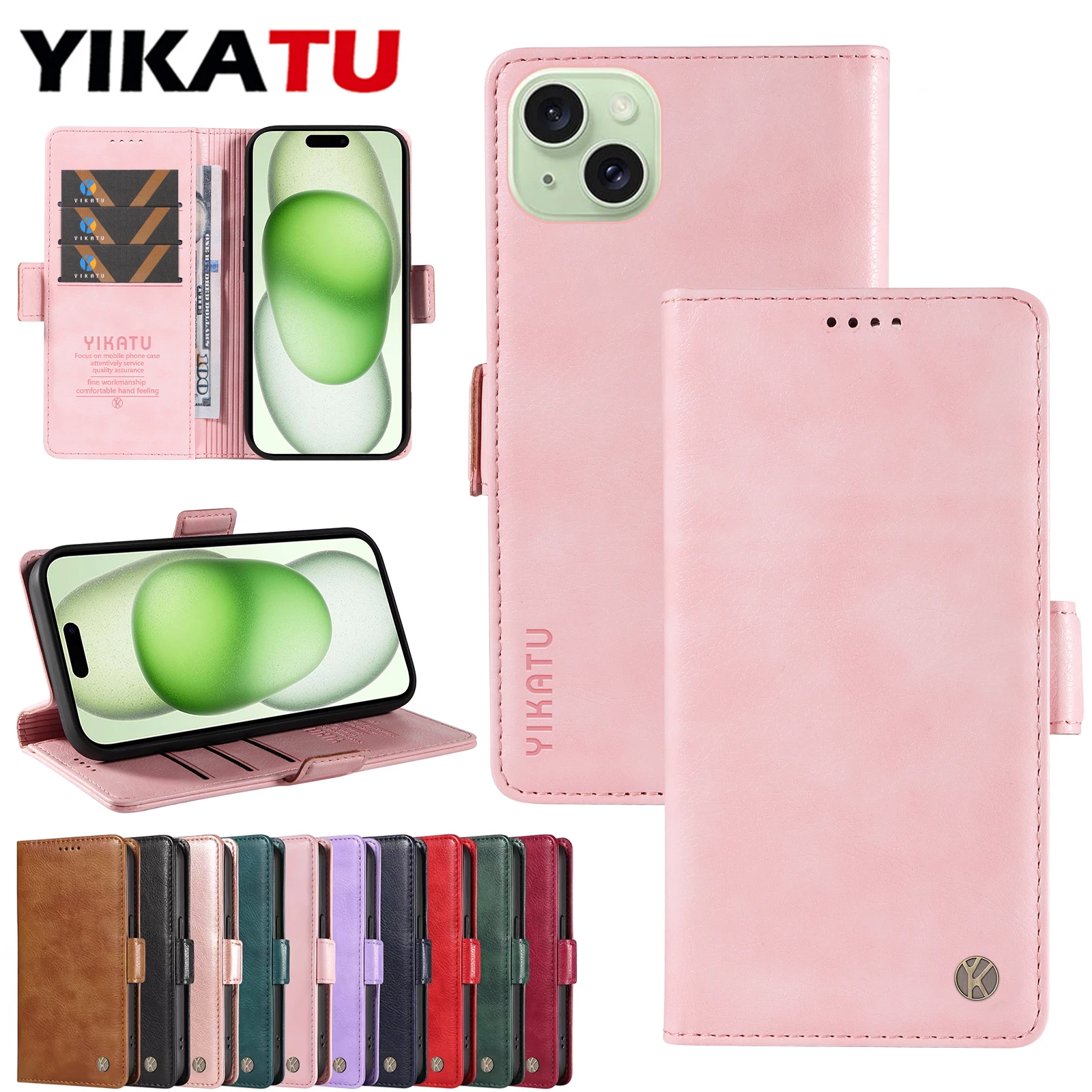 

Fashion Shockproof Flip Wallet Leather Phone Case For iPhone 14 15 16 Pro Max 17 Plus 13 mini 16E Anti-Theft Carcasa Coque Cover