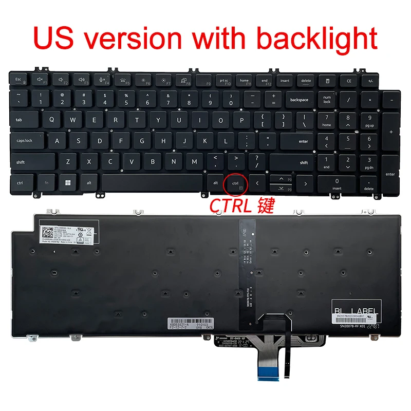 NEW US laptop keyboard For DELL Latitude 5520 5521 5530 5531 For Precision 3560 3561 3570 3571 3580 P104F