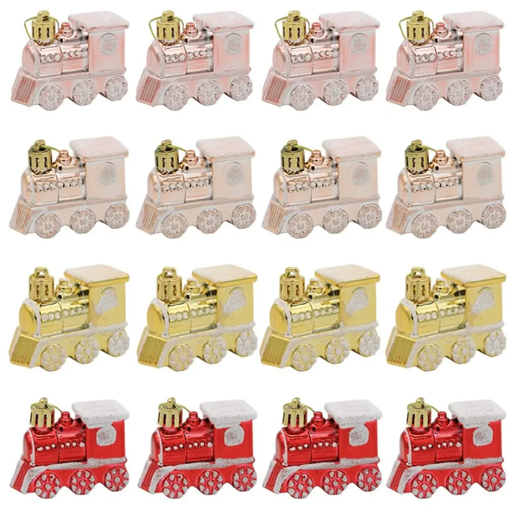 4PCS/Box Small Car Train Christmas Tree Ornament Plastic New Year Christmas Gifts Boxes Pendant Pendant DIY Crafts Painted - Image 5