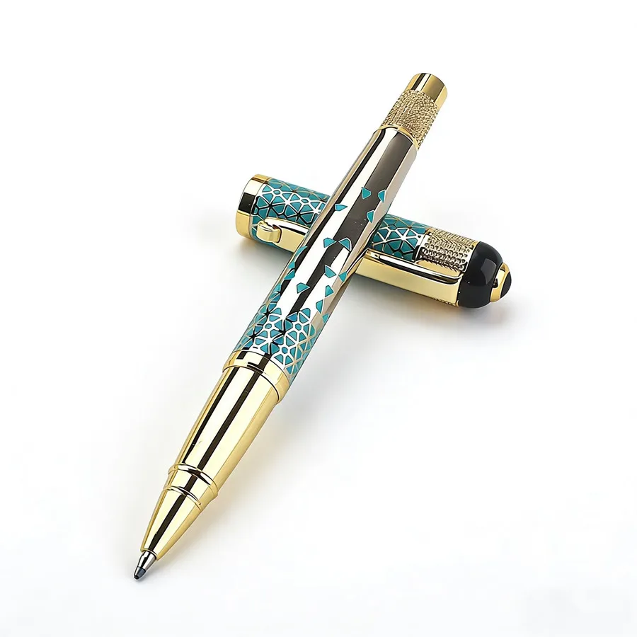 monte mount Rollerball Pen Luxury silvery Clip Ballpoint Pen 0.5mm Black Refill Metal Roller Ball Pens Free Shipping