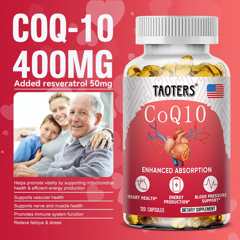 COQ10 Capsules 400mg Coenzyme Q10 Provides Energy To Support Joint Health Promotes Cardiovascular Health Heart