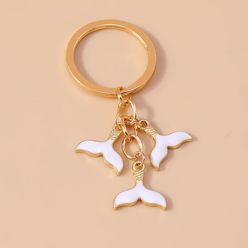 Cute Enamel Whale Keychain Marine Life Key Ring Pendants for Key Holder Women Girls Handbag Decor DIY Jewelry Gifts