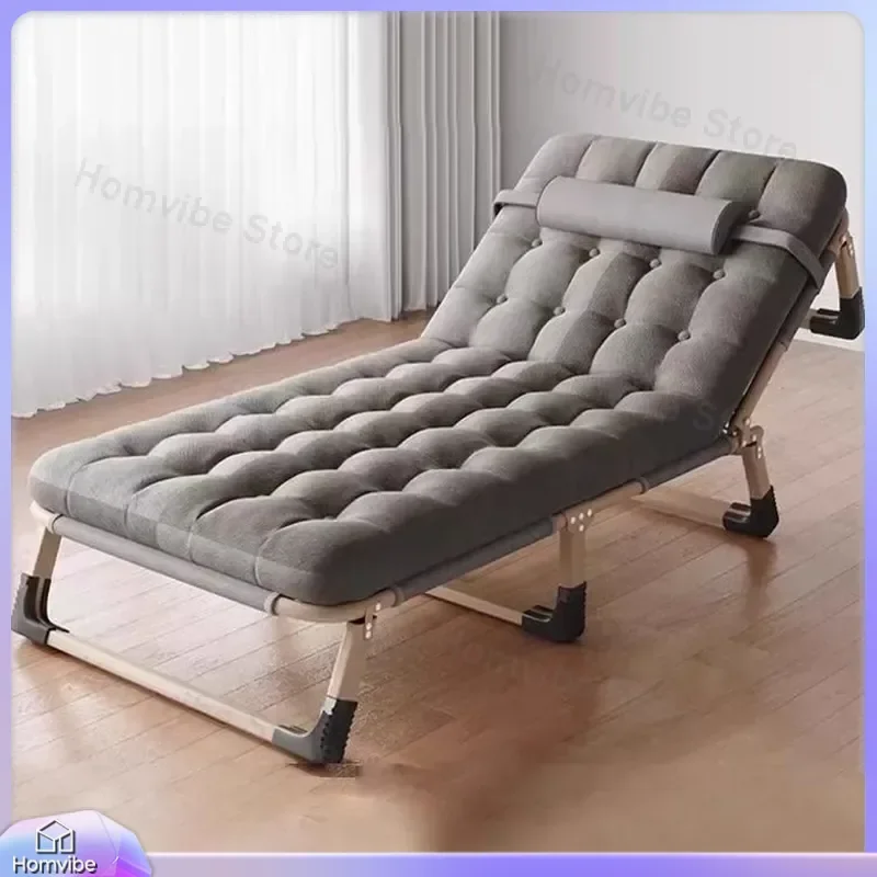 Folding Bed Single Portable Lounge Chair for Home Office Nap Adult Camp Cot Lunch Break Recliner Furniture