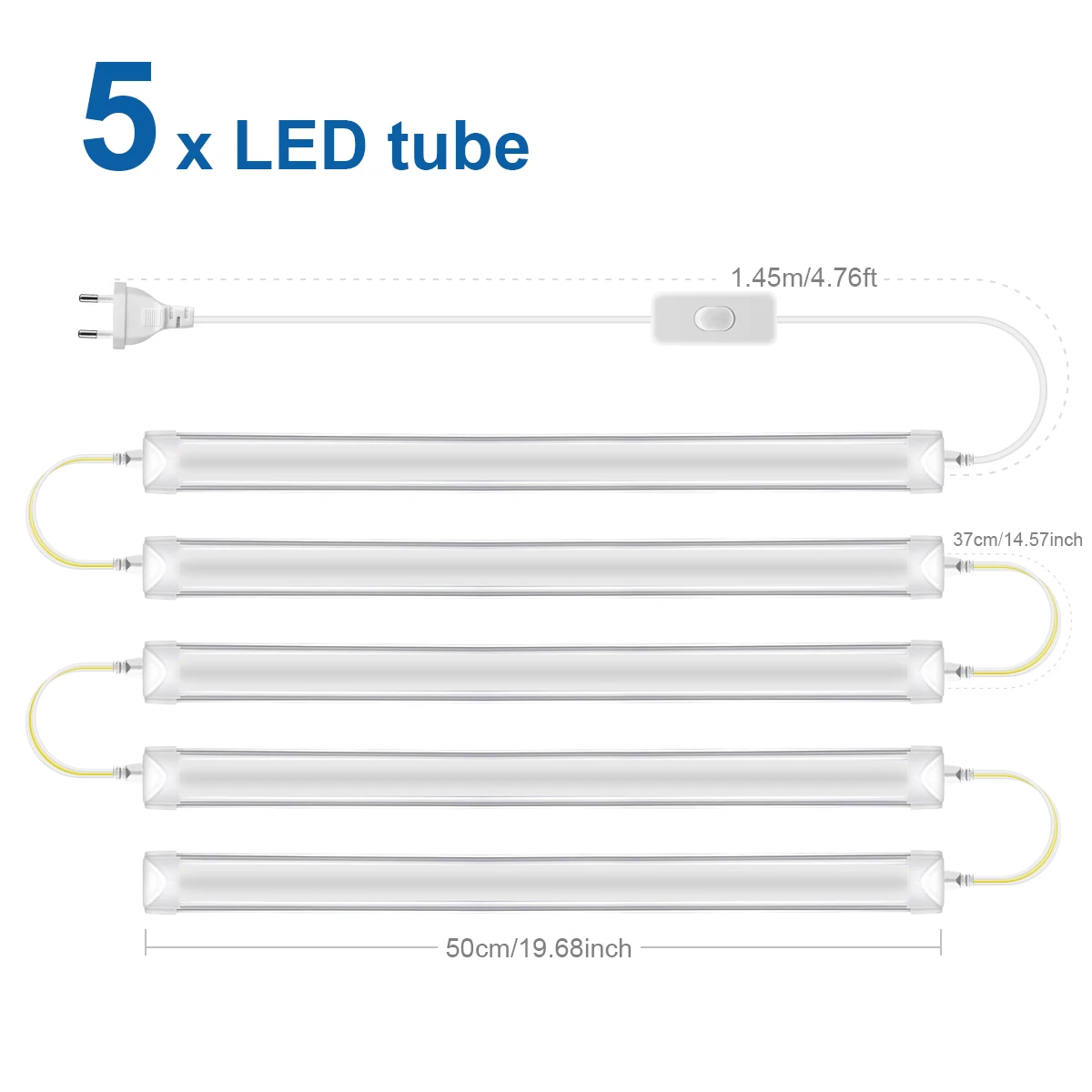 220 V EU-Stecker T8-Röhre LED-Leiste LED-Licht für Zuhause Küche Schrank Decke Barre LED 50 cm 25 W Lampe mit 2-reihigem LED-Chip Superhell