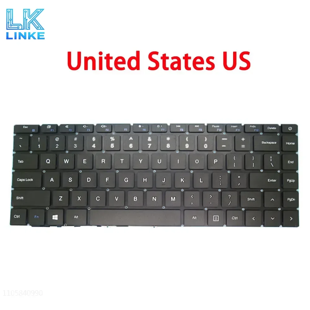 JY Laptop Keyboard For Teclast F7 Plus III F7 Plus 3 14.1' United Stated US/French FR Black (ESC Long Key) No Frame New