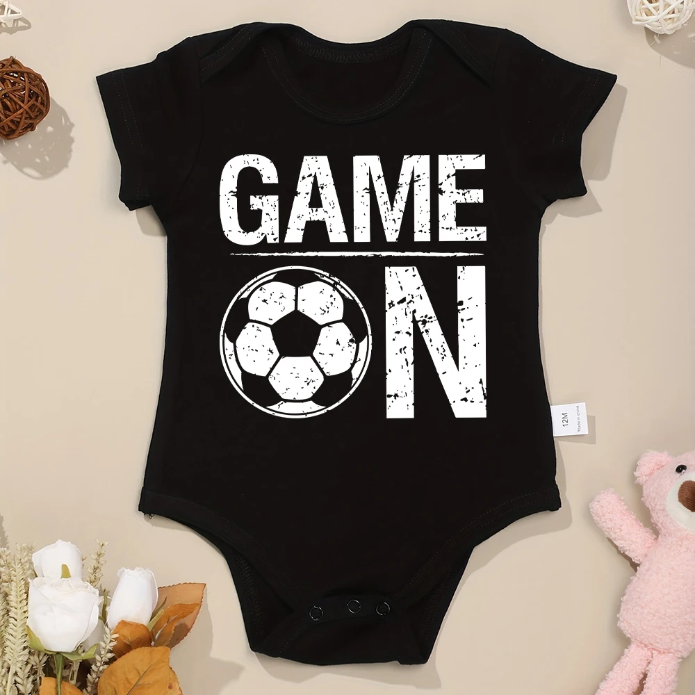 Football Game Toddler Boy Jumpsuit European American Trend Popular Baby Bodysuit Short Sleeve O-neck Cotton Infant Clothes