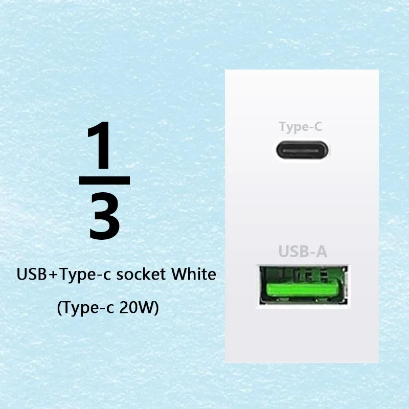 Brazilian Italian Chile  US EU Standard PC panel Free Combination Function USB Type C Key DIY Switch Socket 118mm*75mm White