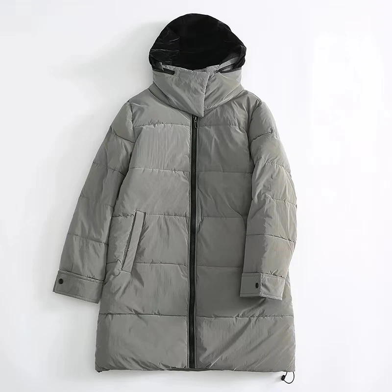 Women's Thiened Long Cotton Jaet Hooded Stand Collar Autumn Winter New Sle Casual Comfortable Zipper Closure Coat