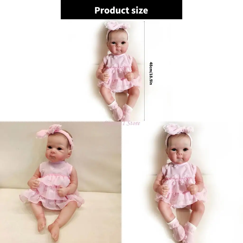 

Y1UB Realistic Baby Girl Newborns Doll 19inch Vinyls Child Friend Asleep Toy