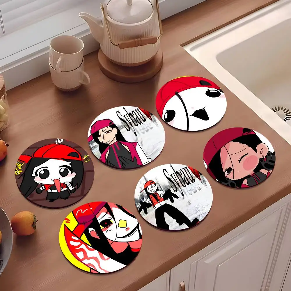 1pc Yi Xi Singer Meat Girl Laser Wooden Coaster Colour Printing Cup Mat Home Desk Decoration Gifts