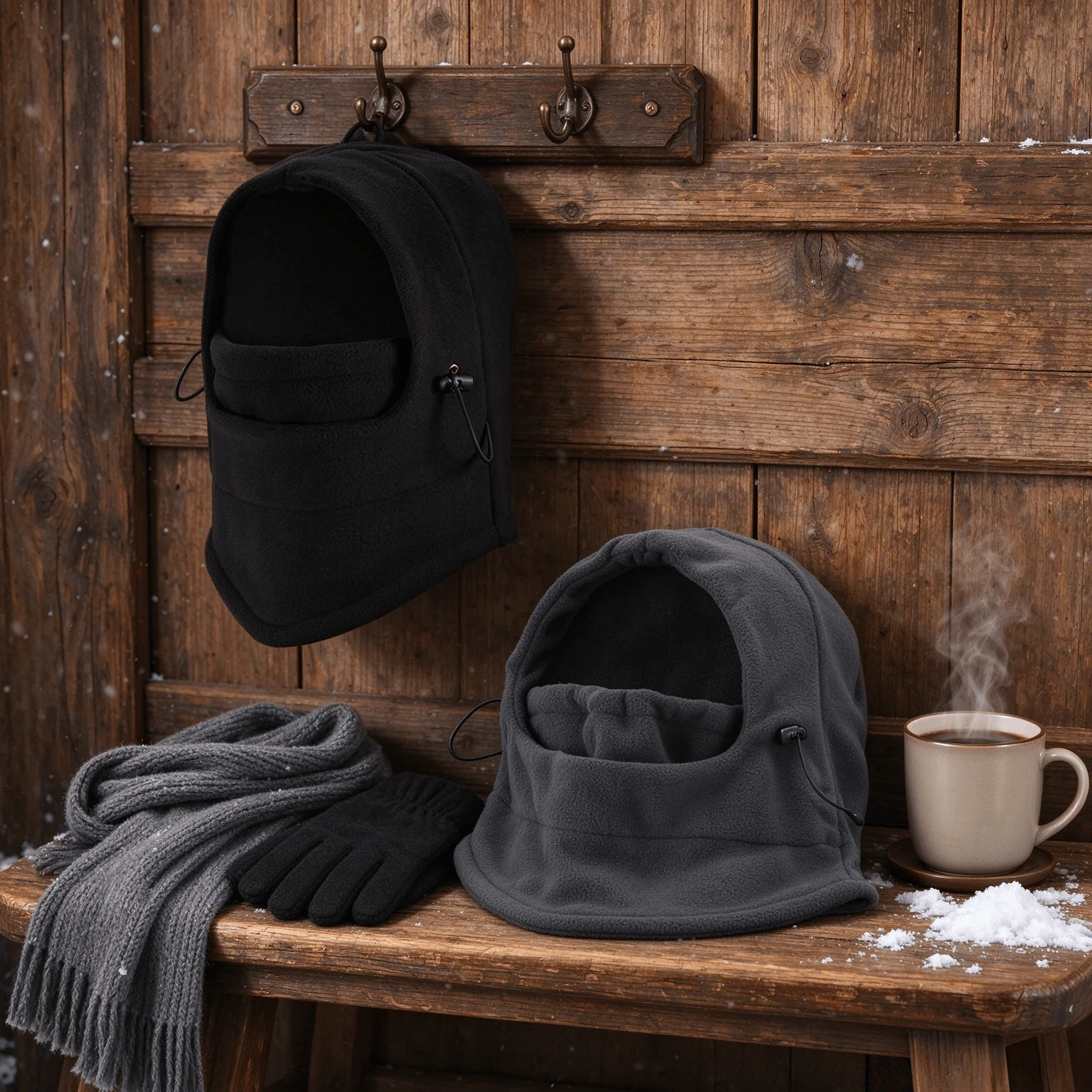 1 pcs Multi Wear Thick Fleece Balaclava Hat, Adjustable Drawstring Cold Weather Headwear