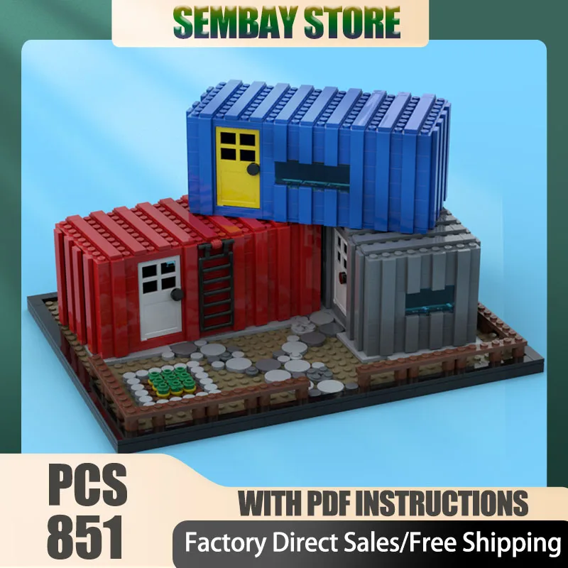 مدينة شارع عرض نموذج Moc قوالب بناء الحاويات منزل وحدات نموذج التكنولوجيا كتل عيد الميلاد لتقوم بها بنفسك لعبة هدية البناء #1