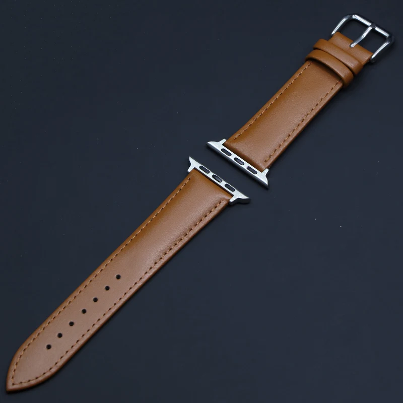 Brown Leather Band Loop Strap For Apple Watch 4 3 2 1 38mm 40mm , Men Leather Watch Band for iwatch 5 44mm 42mm Bracelet