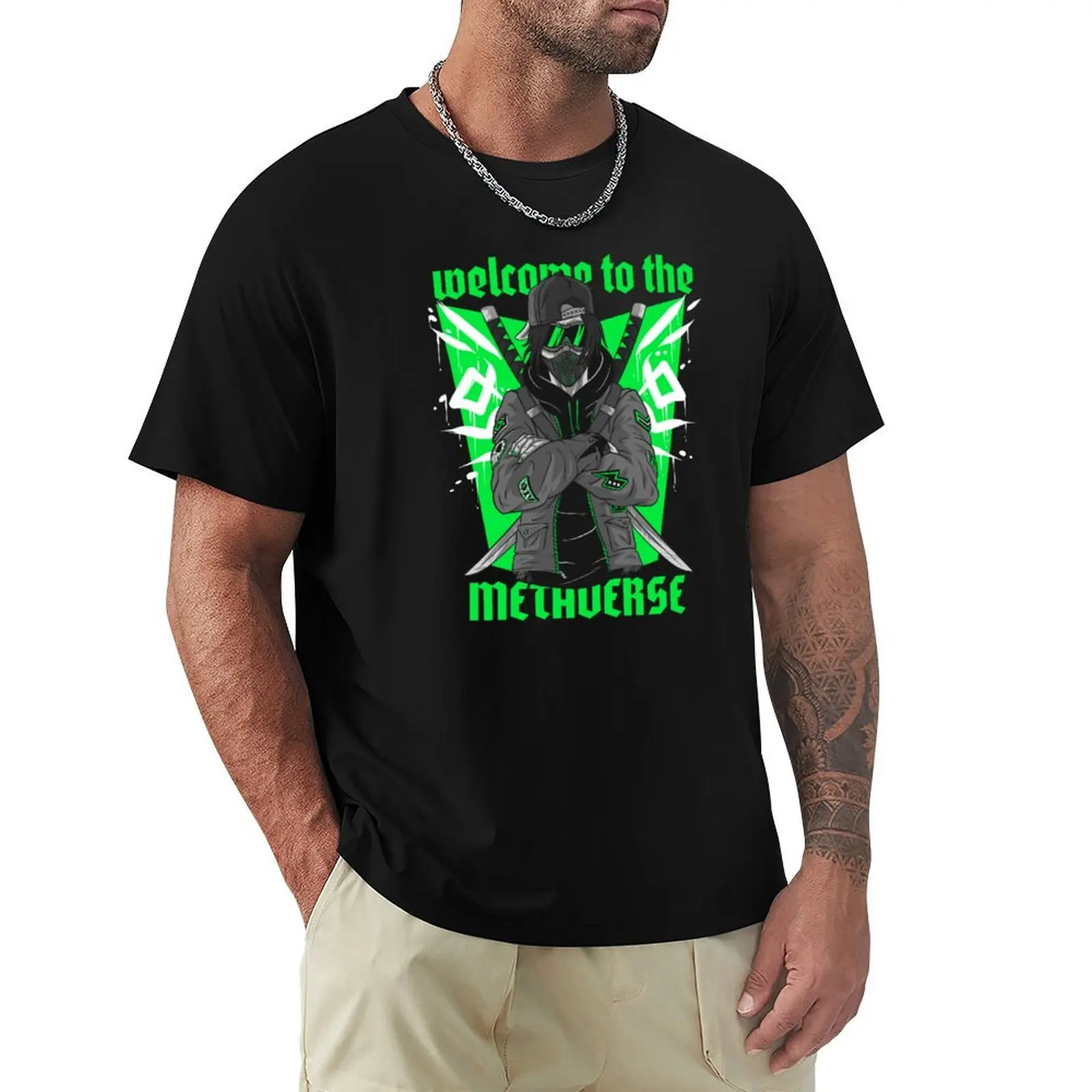 Welcome to The Metaverse Green Ninja T-Shirt Casual Pattern Print Tee Shirt