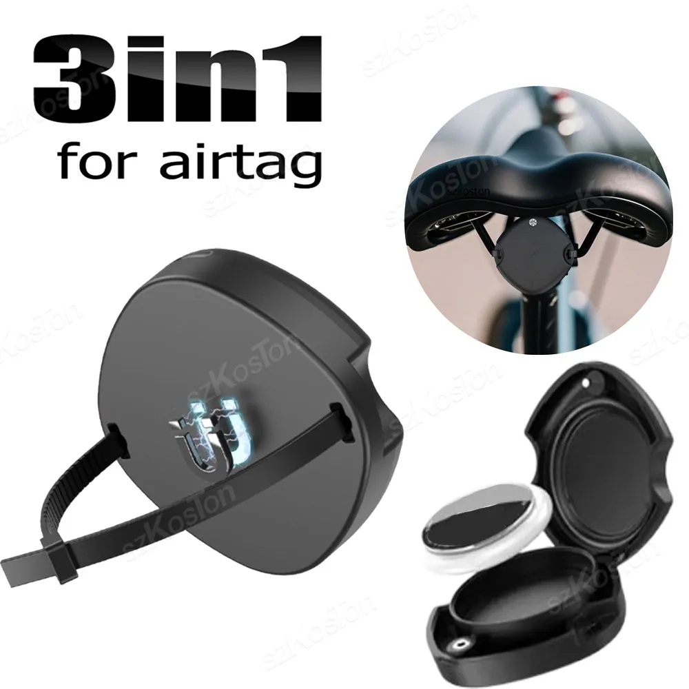 

1/2 PCS for Airtag Magnetic Adhesive Case with Cable Tie Holder Binding Tape Hidden Tracker Protective Cover for Car Bike Drone