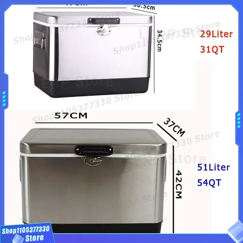 29L Stainless Steel Insulated Food Container Portable Cooler Box for Outdoor Camping Fishing Picnic Beer Beverage Storage 30L