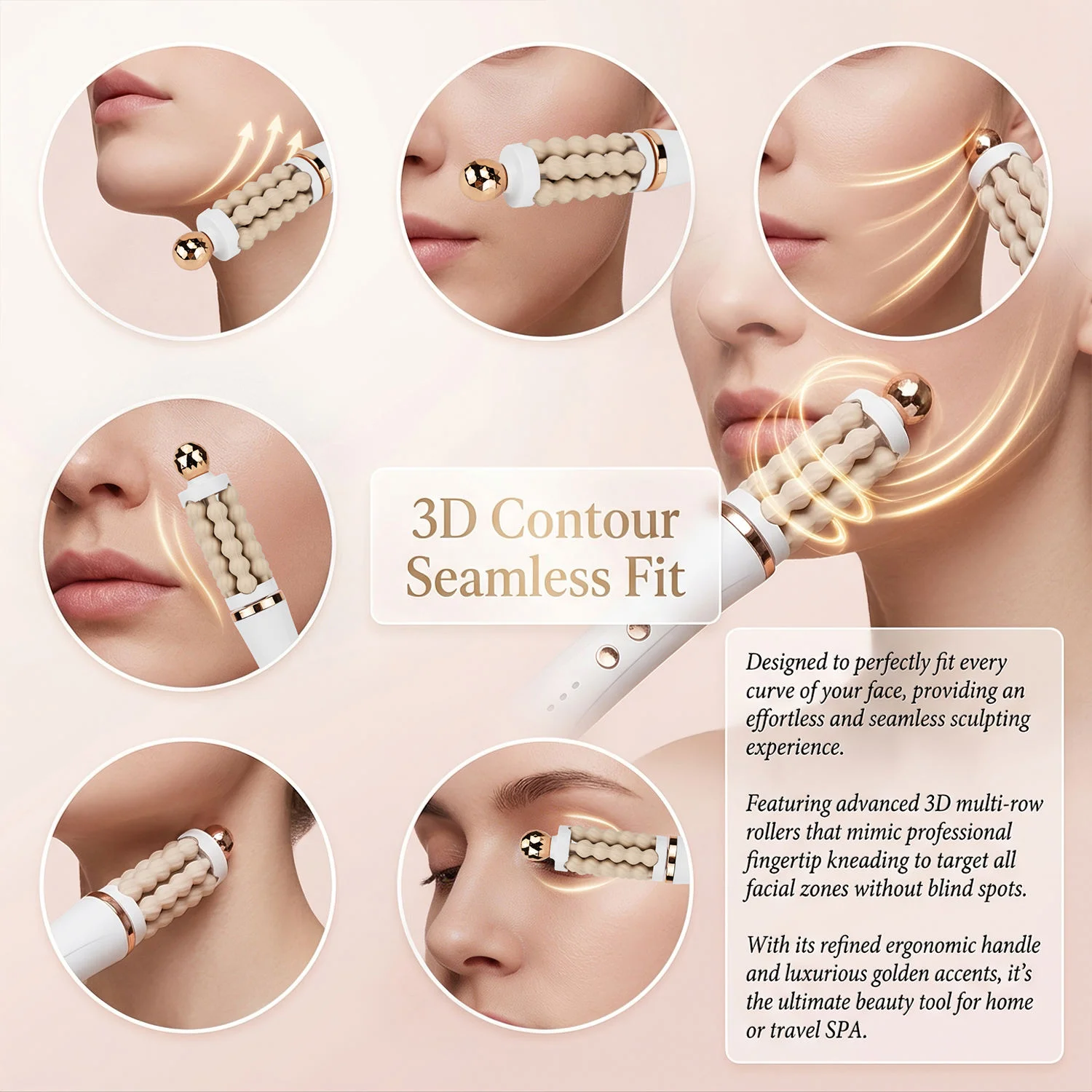 Handheld 3D Wave Roller Rotating Facial Neck Lifting Body Massager For Weight Loss Muscle Relaxation Anti Cellulite Home Use