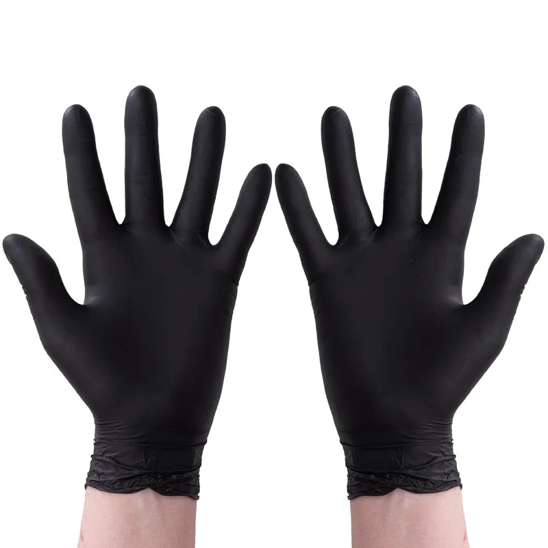 

200Pcs 100Pcs Disposable Black Nitrile Gloves Thicker Heavy-Duty Latex Powder Free Medical Nitrile Gloves for Food Prep Gloves