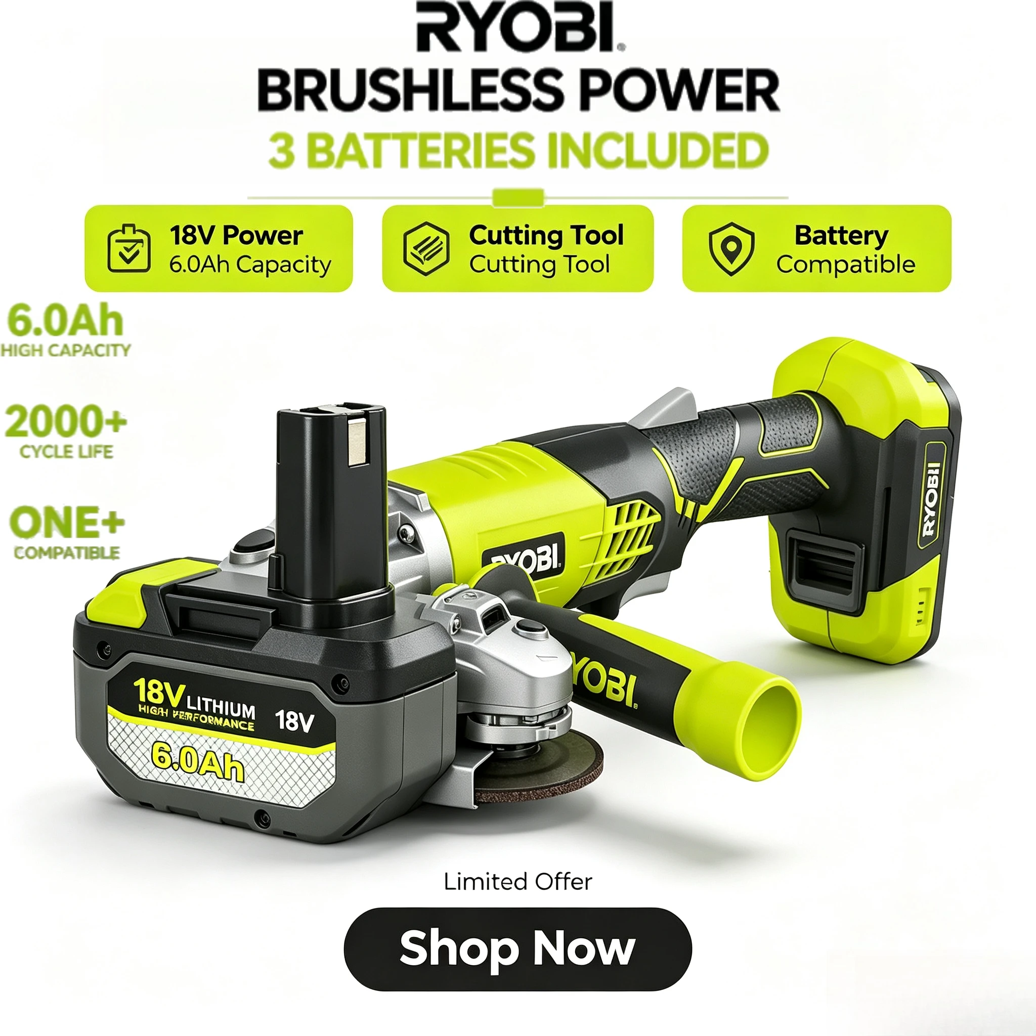 Ryobi 18V Battery 8.0Ah P107 P109 Practical Lithium‑ion Pack Compatible With Ryobi One+ Drill Impact Driver Power Hand Tools