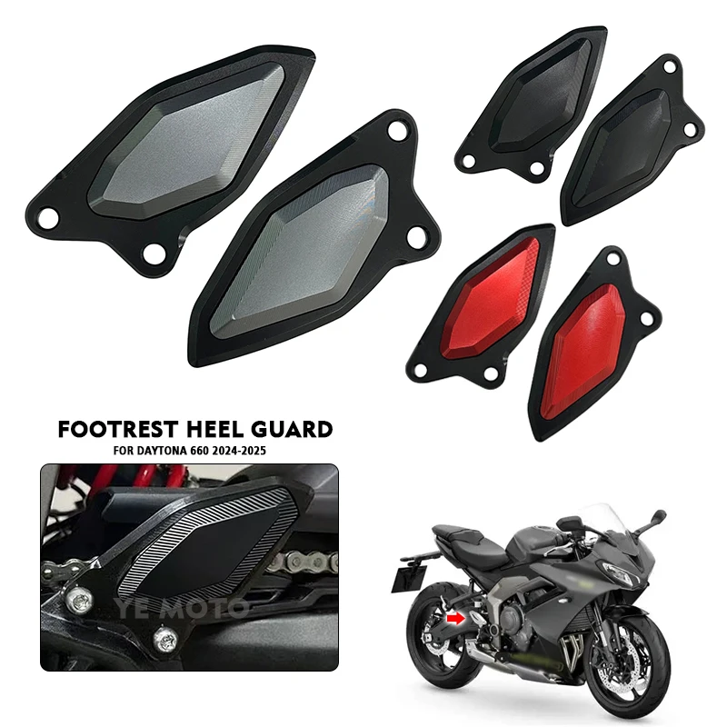 Für Daytona660 Motorradzubehör Aluminium Fußrastenabsatzschutzabdeckung Hintere Fußrastenauflage Fußrastenschutz für Daytona 660 2024-