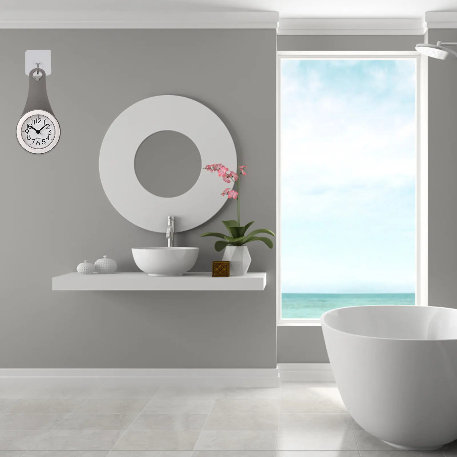 

Waterproof and Anti-fog Wall Clock Bath Clocks for The Bathroom Small Timer Shower