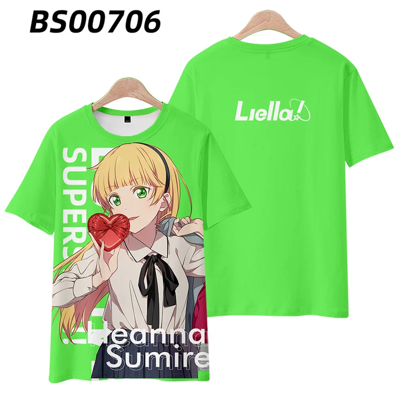 Anime Lovelive Smile Star 3D T Shirt pour hommes et femmes, T-shirt drôle à manches courtes, Économie graphiques, Streetwear Cosplay Costume, Mode estivale