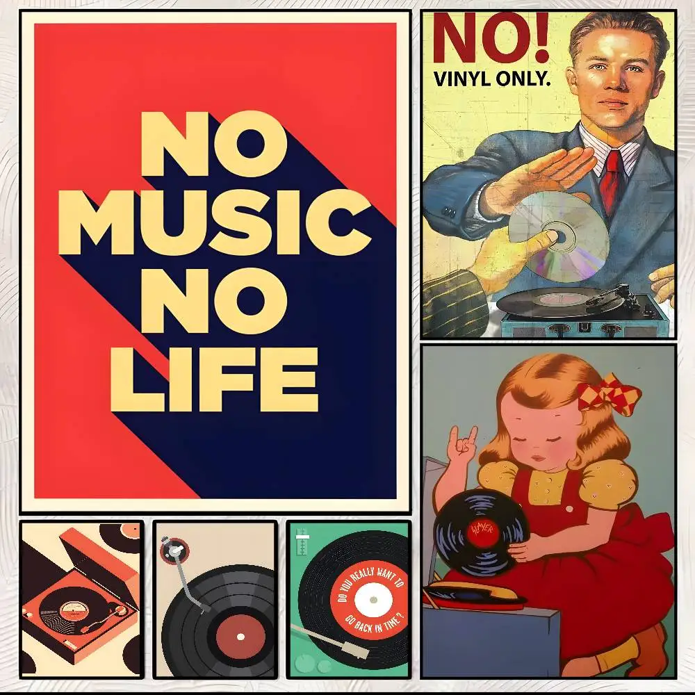 Mid Century Retro Vinyl Records Poster HD art sticky wall waterproof home living room bedroom aesthetic decoration
