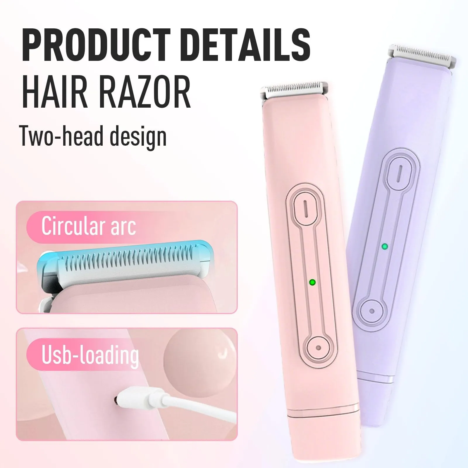 

Электробритва 2 в 1, женская бритва с двойной головкой, без повреждений, волос на теле и устройство для удаления волос на лице, для бикини, подмышек, ног, рук