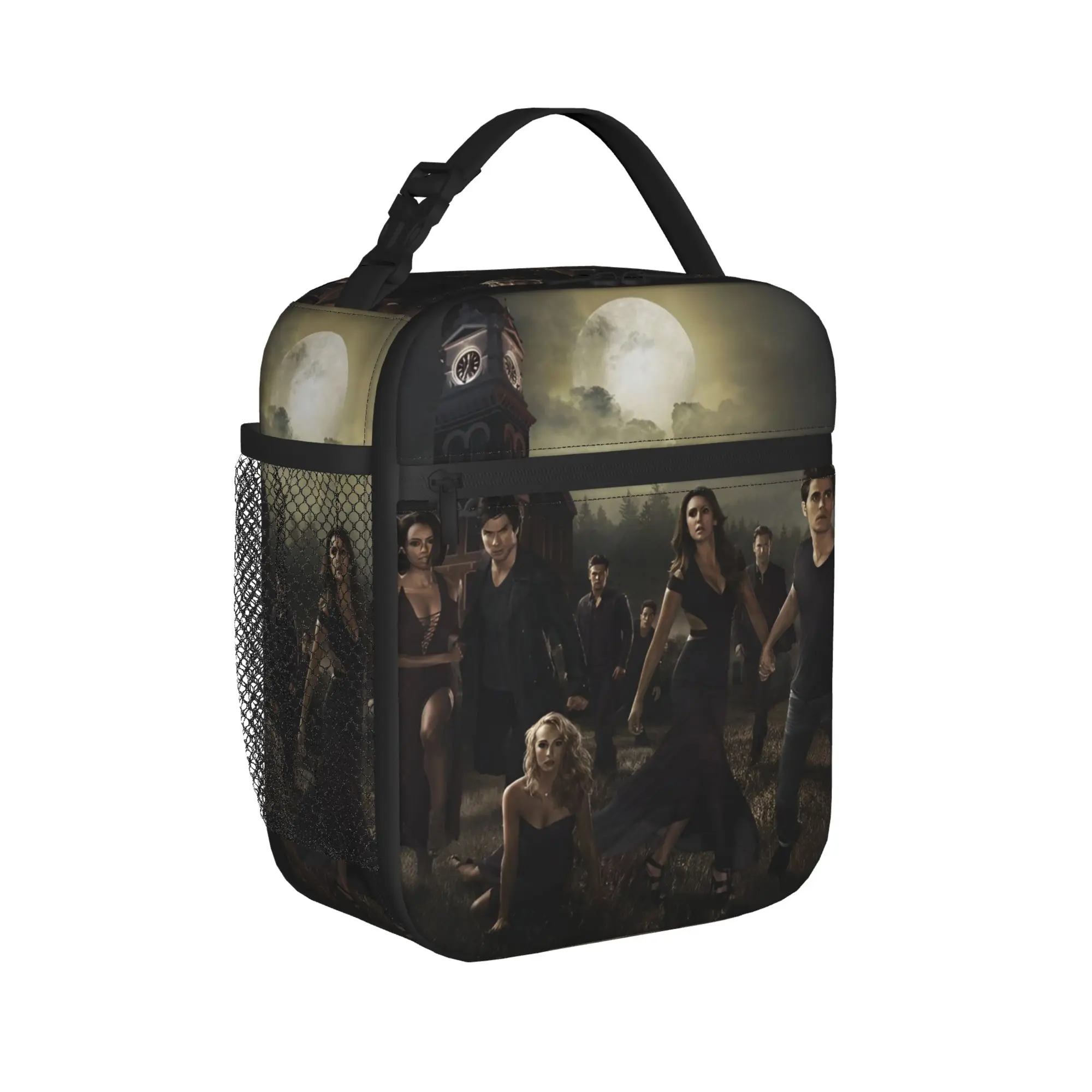 The Vampire Diaries Insulated Lunch Bags Thermal Bag Reusable,Meal Container Damon Salvatore High Capacity Tote Lunch Box