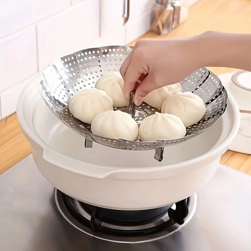 Vaporera Plegable de Acero Inoxidable, Rejilla de Cocción Plegable para Cocina y Restaurante, Vaporera Multiusos para Alimentos