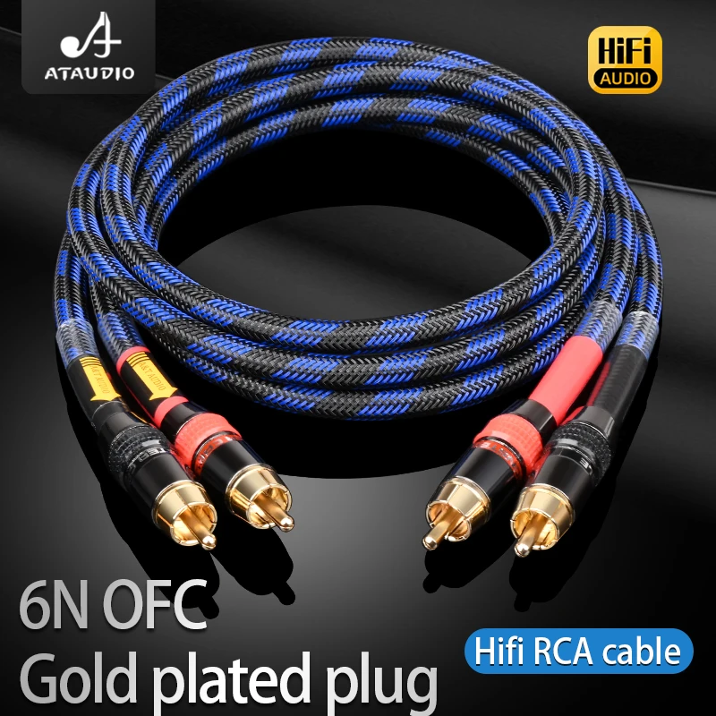 ATAUDIO Hifi RCA Cable High Quality 6N OFC HIFI 2RCA Male to Male Audio Cable