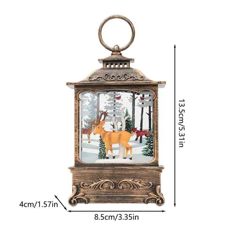 Christmas Scene Snow Globe Lantern LED Lighted Santa Claus Snowman Elk Vintage Wind Lamp Christmas Decoration New Year Gift