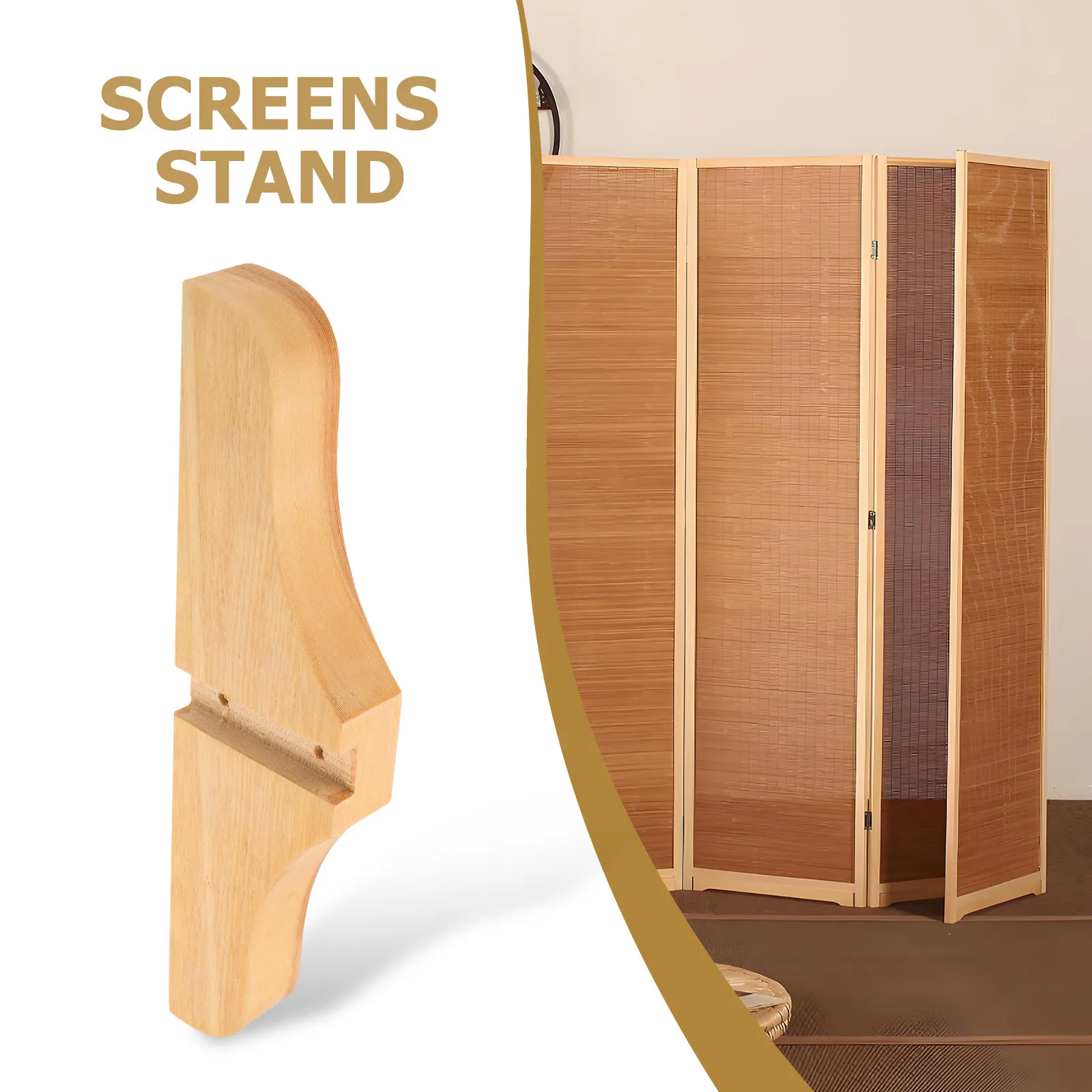2Pcs Wooden Japanese Screens Stand Room Divider Base Reinforced Feet for Hotel Office Privacy Panel Holder Partition Stabilizer